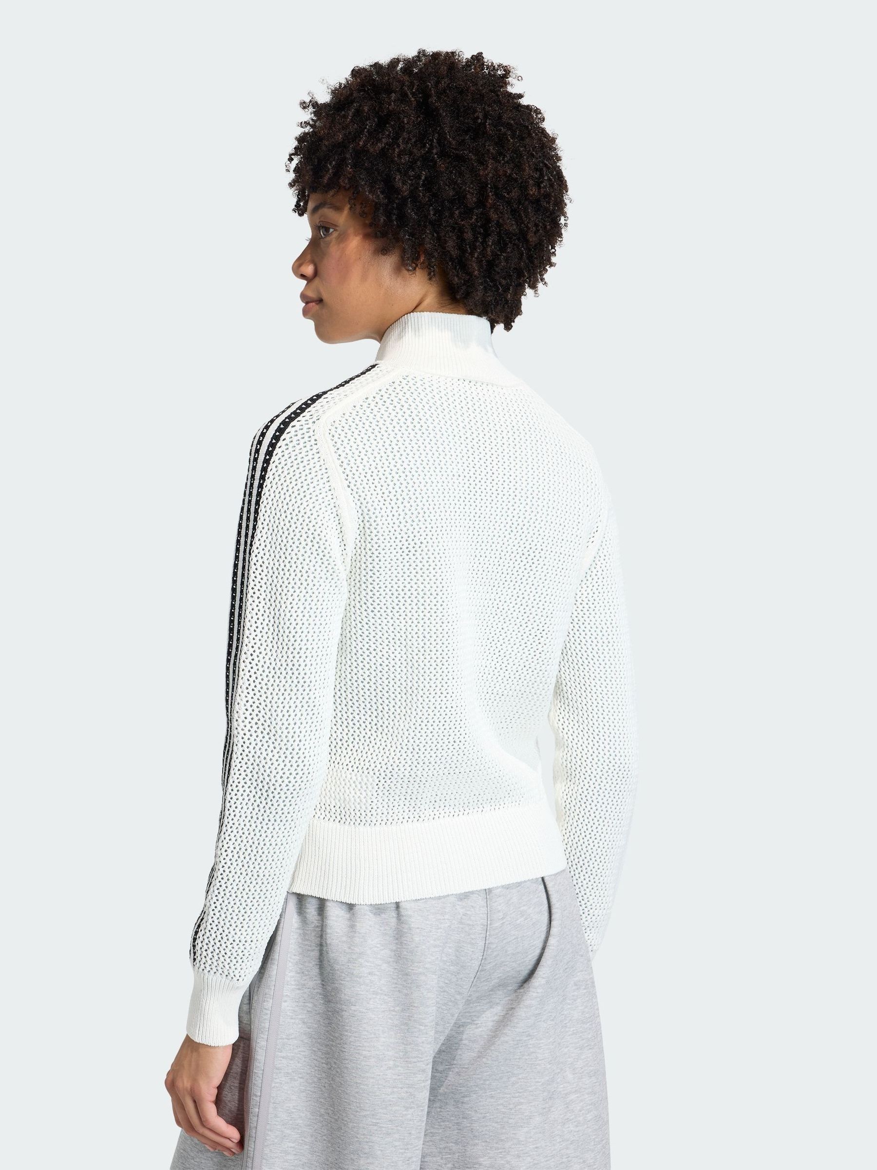 Buy adidas Originals White Knitted Crochet Firebird Track Top from