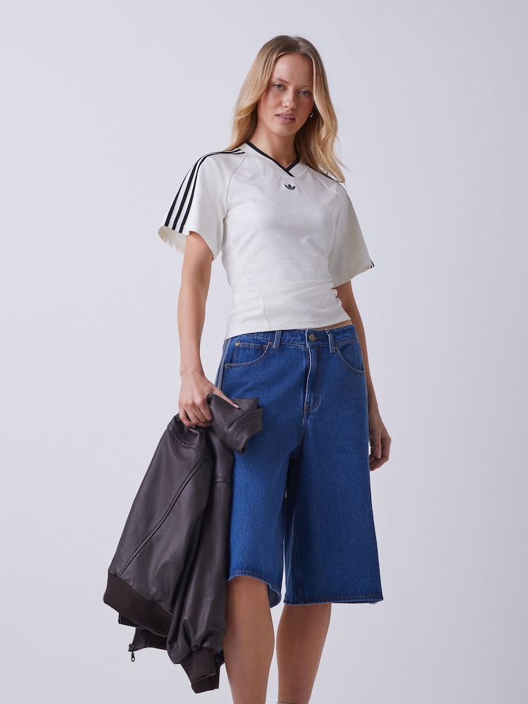 Hvit - adidas originals Rouched Football Inspired T-Shirt - Bilde 2 av 5