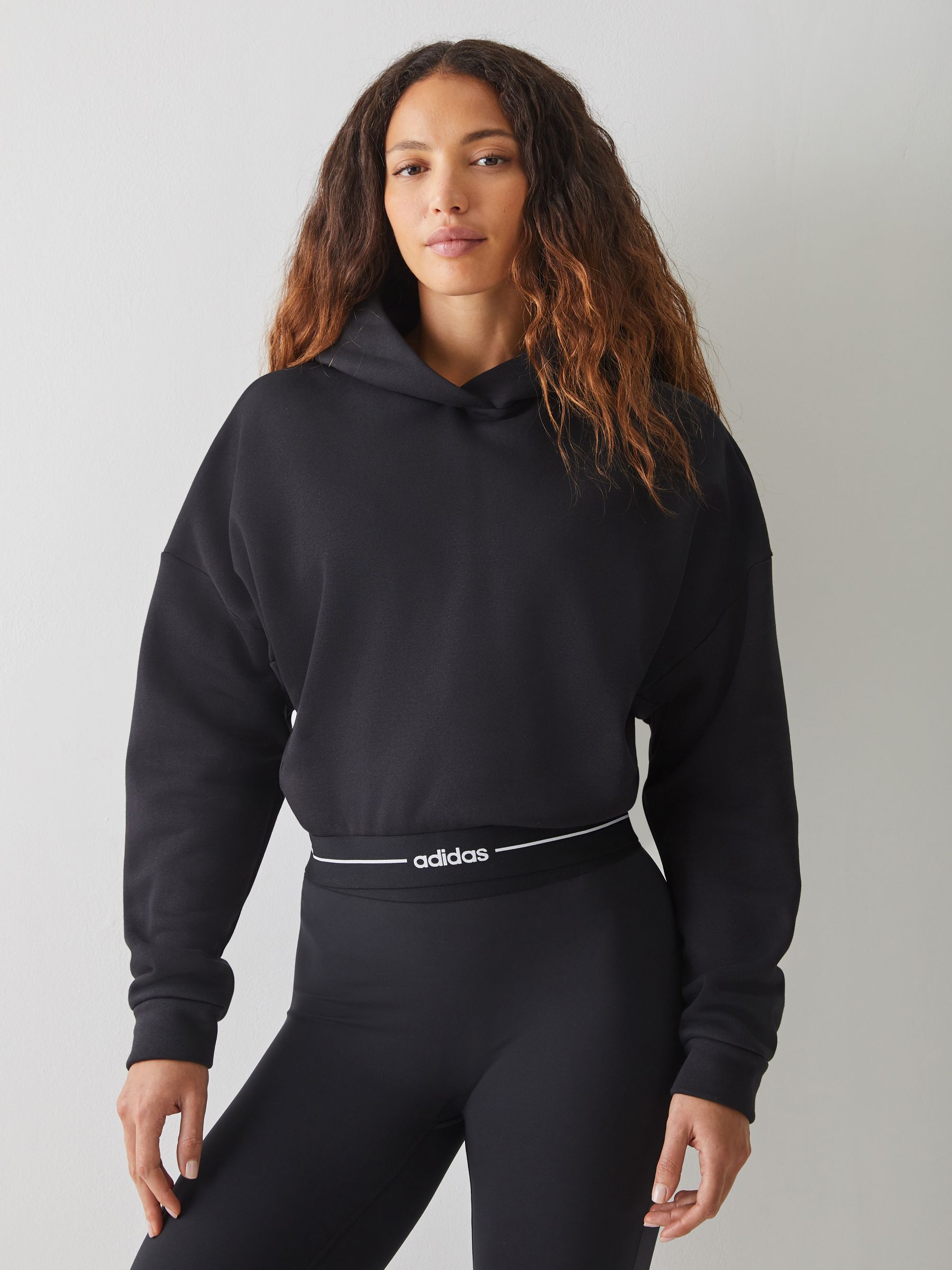 Buy adidas Black Hyperglam Cropped Hoodie from the Next UK online shop