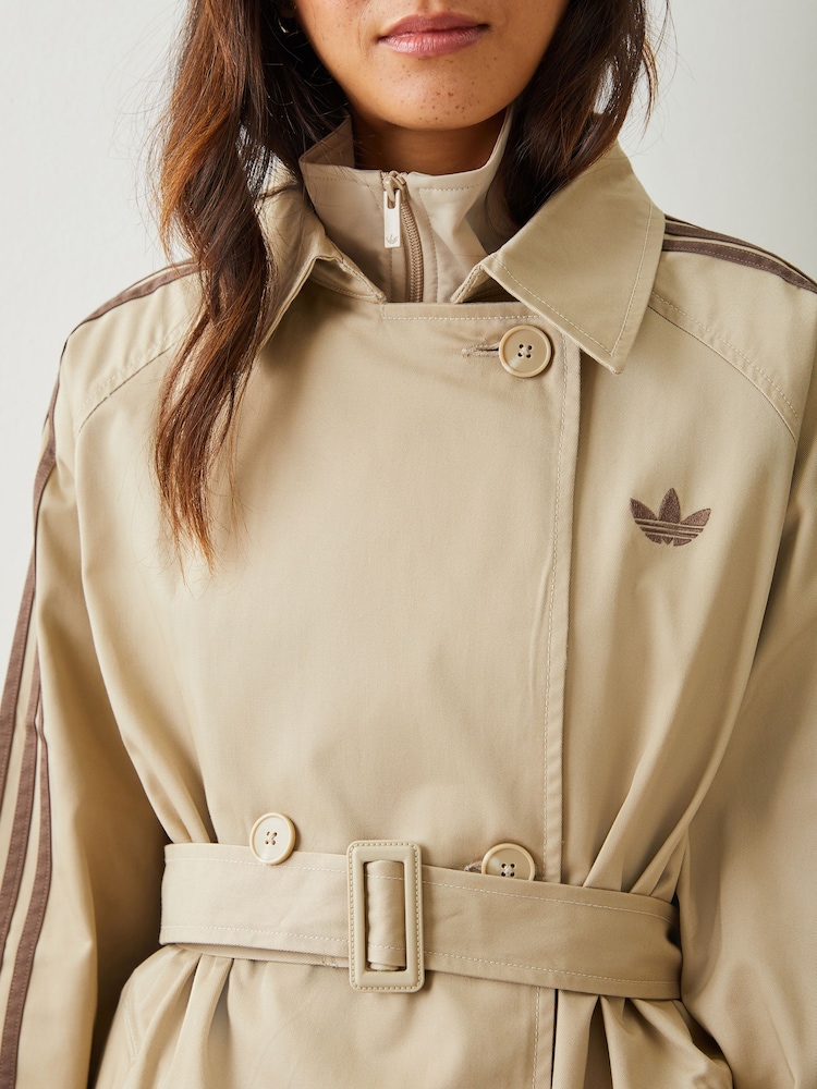 adidas Originals Brown Twill Trench Coat - Image 4 of 4