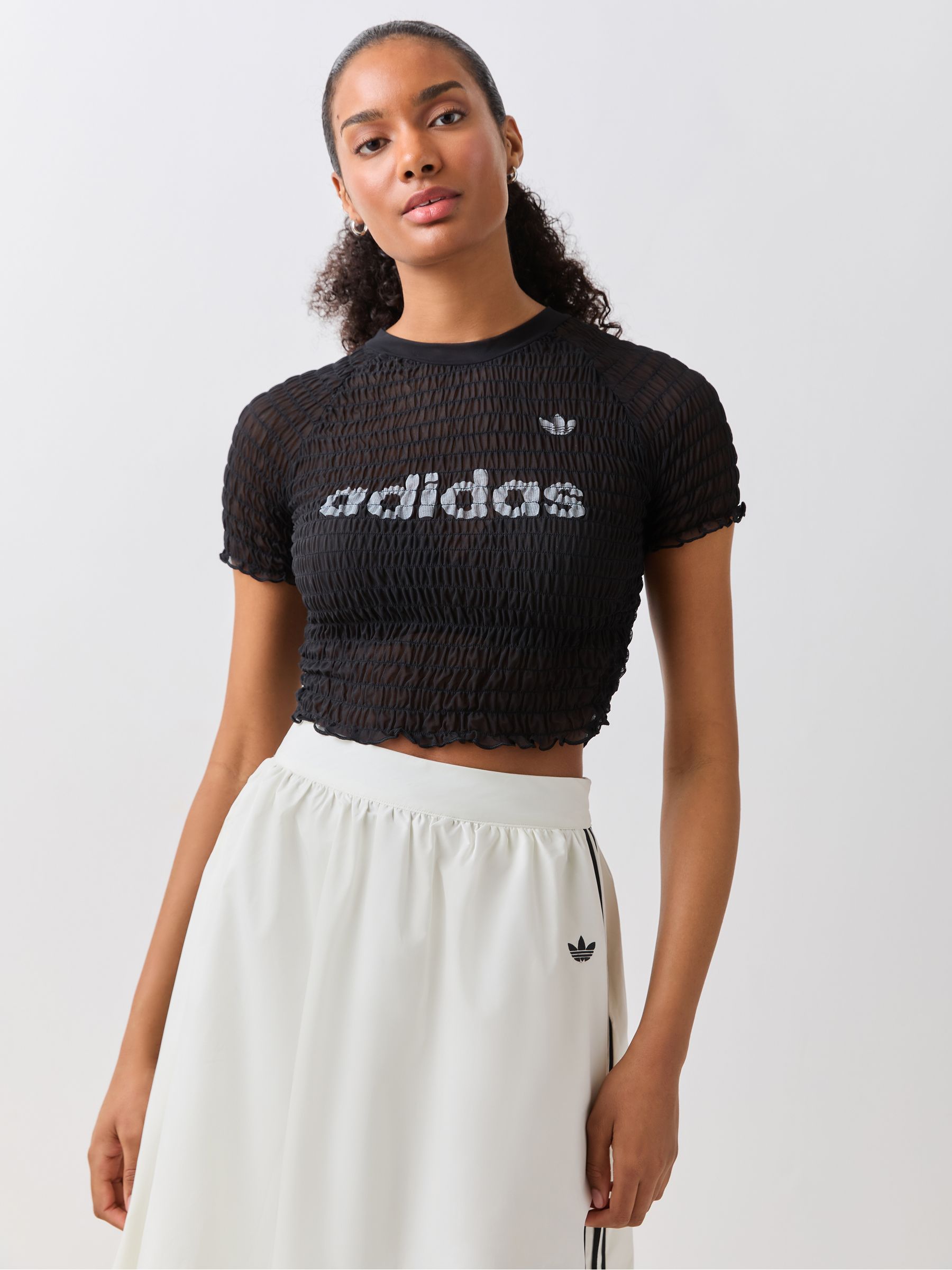 【user_a415d968】 Buy adidas Originals Black Smocked T-Shirt from Next USA