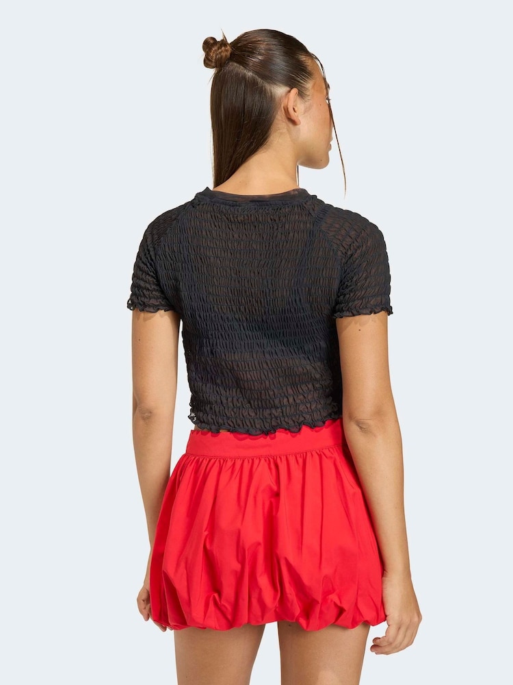 adidas Originals Black Smocked T-Shirt - Image 2 of 6