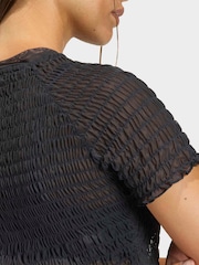 adidas Originals Black Smocked T-Shirt - Image 5 of 6