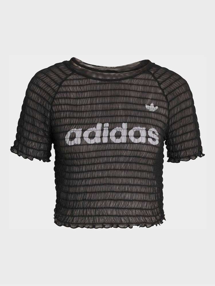 Schwarz - adidas Originals Smocked T-Shirt - Bild 5 von 5