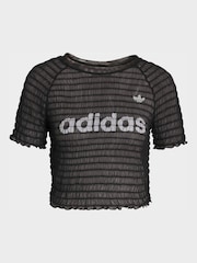 adidas Originals Black Smocked T-Shirt - Image 6 of 6