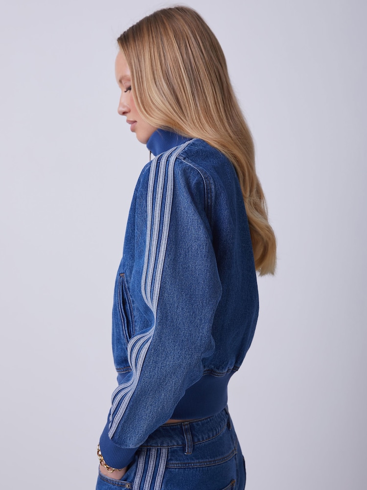 adidas gazelle silver green womens adidas Originals Denim Crop Women's Track Jacket