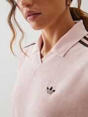 adidas originals Pink Towel V-Neck Top - Image 4 of 4