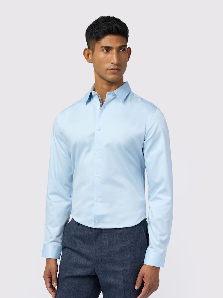 Ted Baker Tailoring Slim Blue Felix Stretch Shirt - Image 1 of 3 Ted Baker Tailoring Slim Blue Felix Stretch Shirt - Image 1 of 3