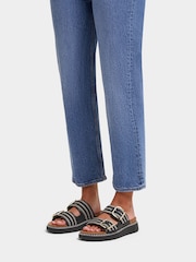 FitFlop Gen-Ff Buckle Two Bar Stripe Weave Black Slides - Image 1 of 5