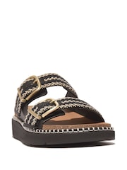 FitFlop Gen-Ff Buckle Two Bar Stripe Weave Black Slides - Image 2 of 5
