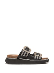 FitFlop Gen-Ff Buckle Two Bar Stripe Weave Black Slides - Image 3 of 5