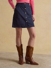Joules Loxley Navy Button Through Short Chino Skirt - Image 1 of 6
