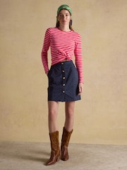 Joules Loxley Navy Button Through Short Chino Skirt - Image 3 of 6