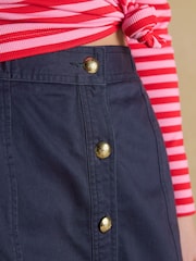 Joules Loxley Navy Button Through Short Chino Skirt - Image 5 of 6