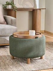 Casual Boucle Olive Green Ashton Upholstered Storage Stool - Image 2 of 6