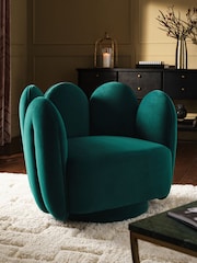 Soft Velvet Juniper Teal Opal Swivel Armchair - Image 1 of 9