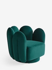 Soft Velvet Juniper Teal Opal Swivel Armchair - Image 3 of 9