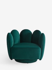 Soft Velvet Juniper Teal Opal Swivel Armchair - Image 6 of 9