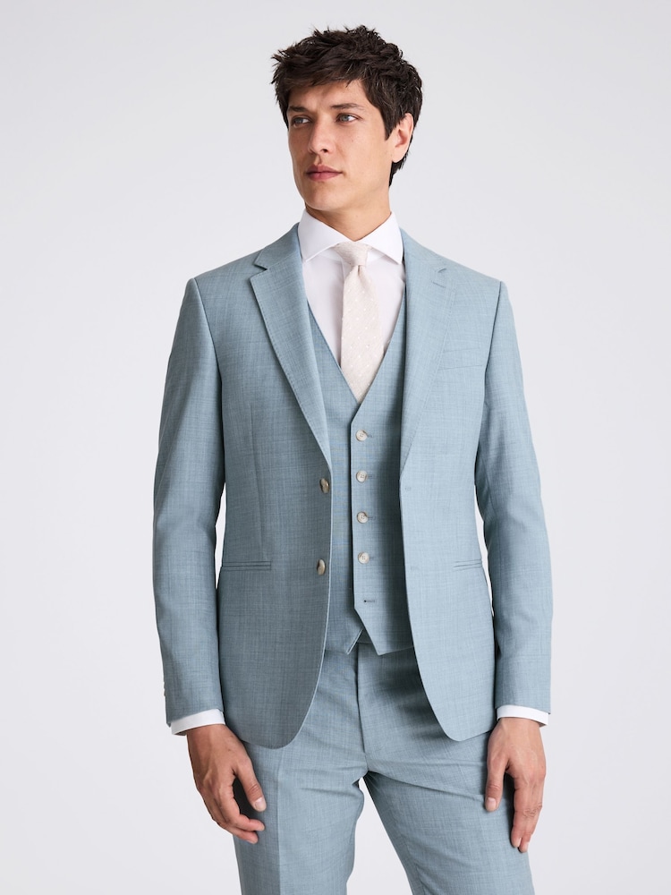 MOSS Blue Slim Fit Blue Marl Suit Jacket - Image 1 of 5