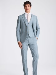 MOSS Blue Slim Fit Blue Marl Suit Jacket - Image 3 of 5