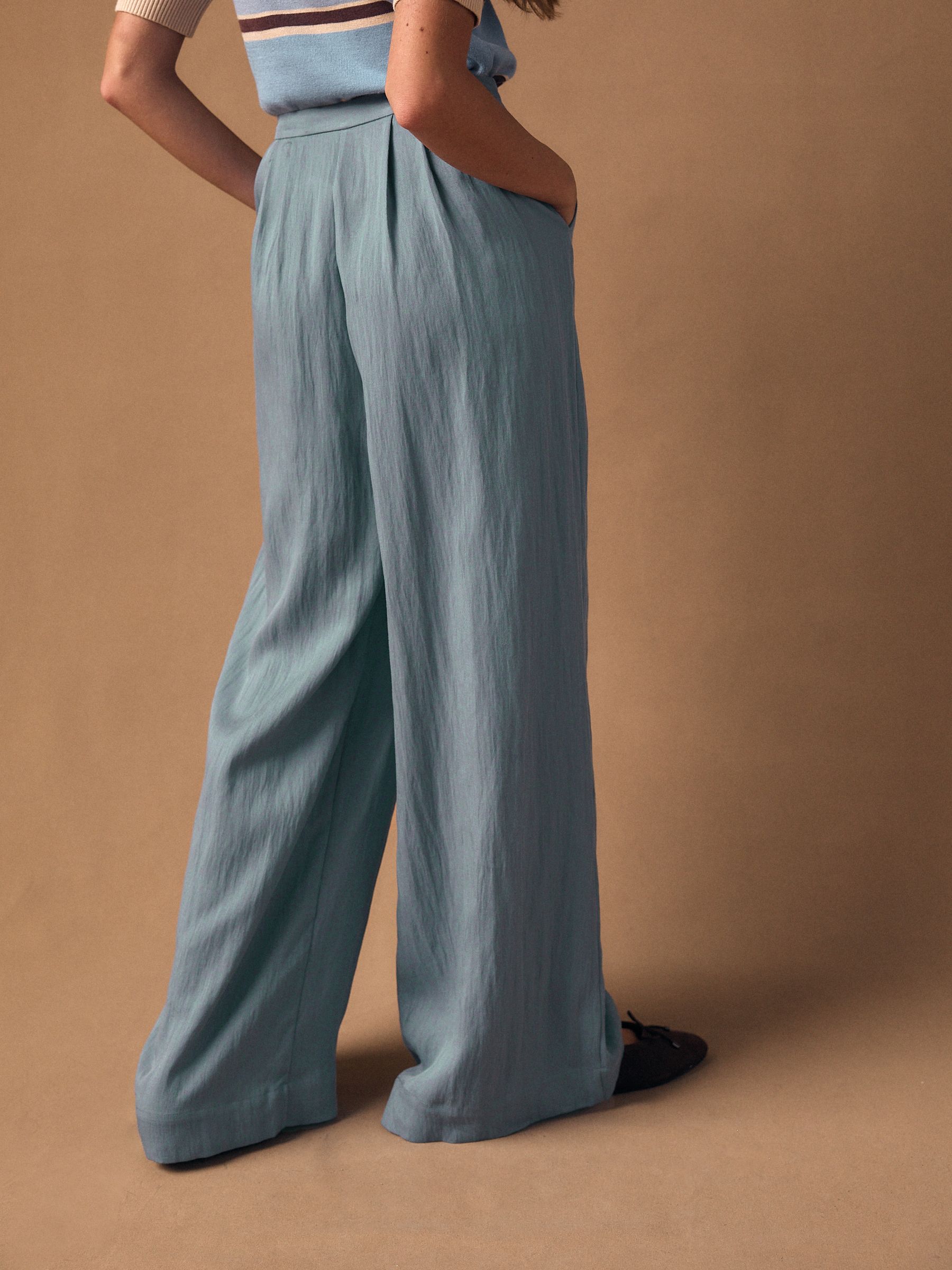 Buy Light Blue Superwide Pleated Trousers from Next USA