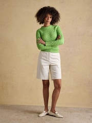 Joules Cream Bermuda Chino Shorts With Elasticated Waist - Image 3 of 6