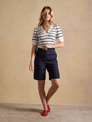 Joules Navy Bermuda Chino Shorts With Elasticated Waist - Image 1 of 6