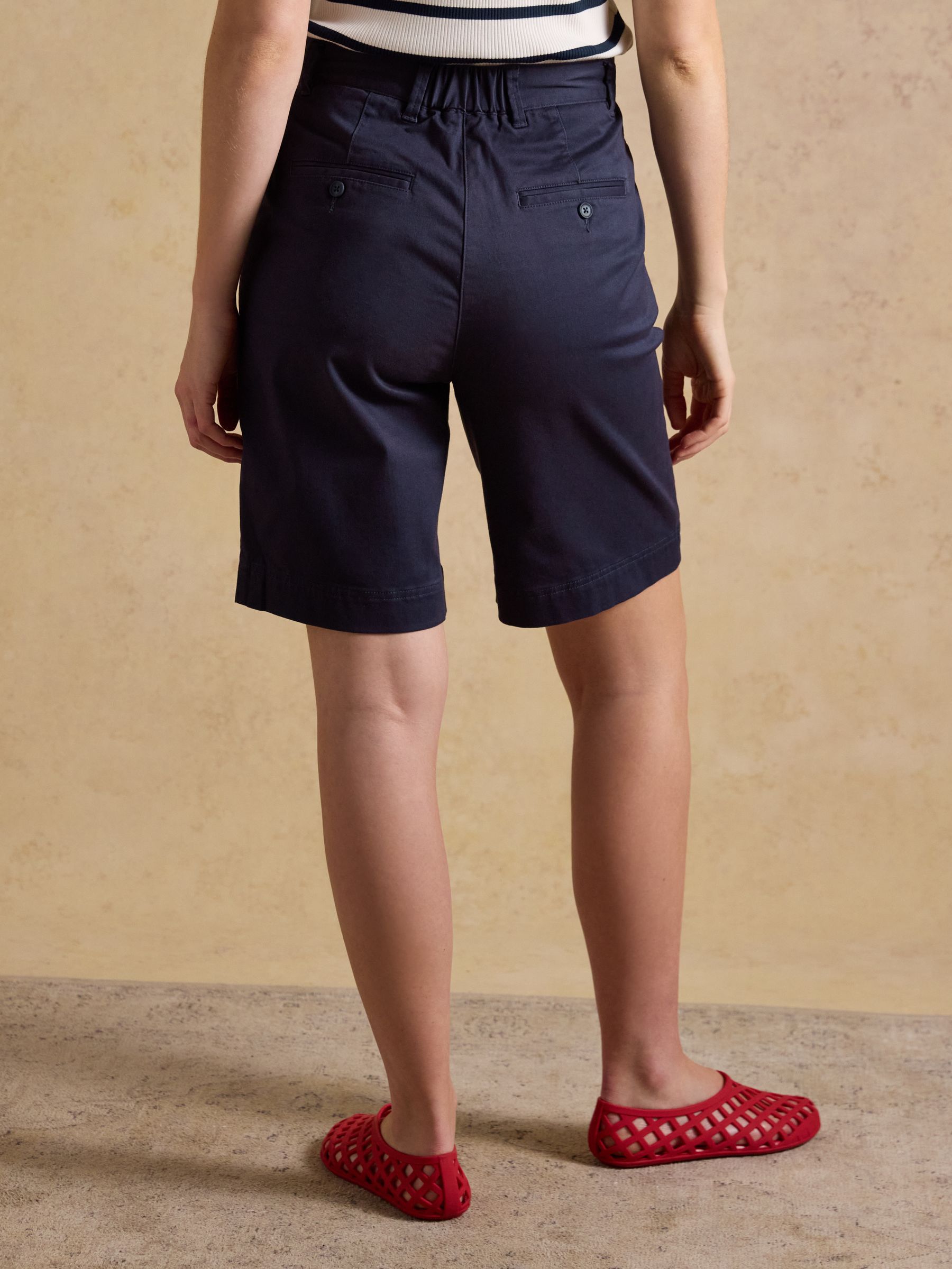 Buy Joules Navy Bermuda Chino Shorts With Elasticated Waist from