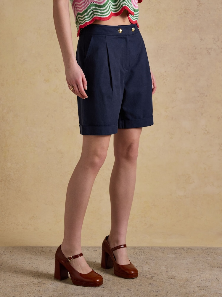 Joules Bay Navy Smart Tailored Shorts - Image 1 of 7 Joules Bay Navy Smart Tailored Shorts - Image 1 of 7