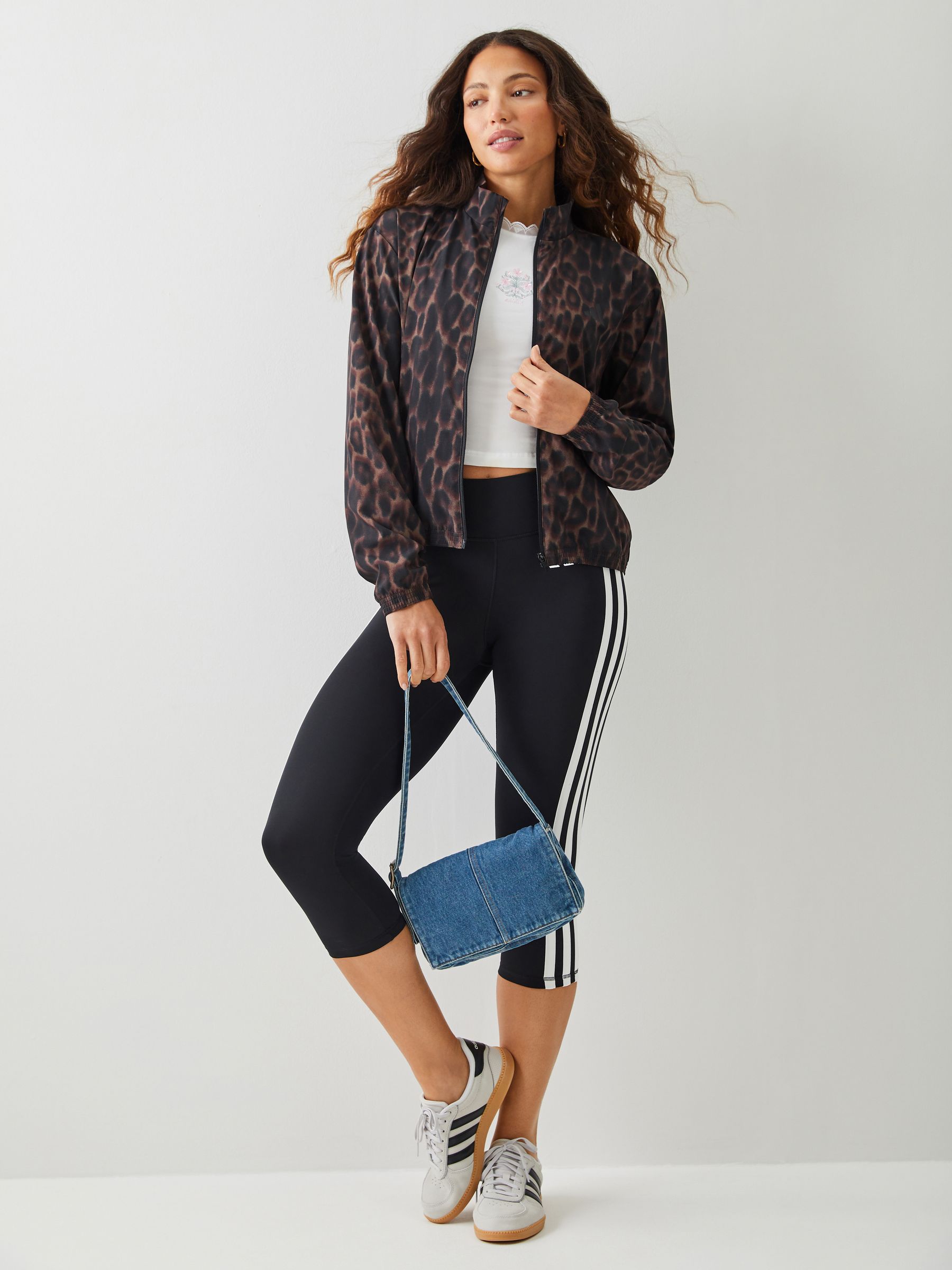 Buy adidas Brown Workout Essentials Leopard Woven Jacket from Next USA