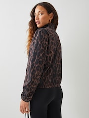 adidas Brown Workout Essentials Leopard Woven Jacket - Image 3 of 4