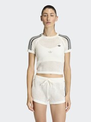 adidas Originals White Crochet Knit T-Shirt - Image 1 of 10