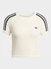 adidas Originals White Crochet Knit T-Shirt - Image 10 of 10