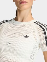 adidas Originals White Crochet Knit T-Shirt - Image 4 of 10