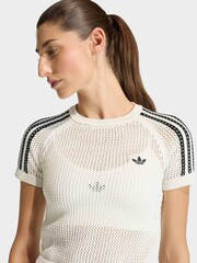adidas Originals White Crochet Knit T-Shirt - Image 5 of 10
