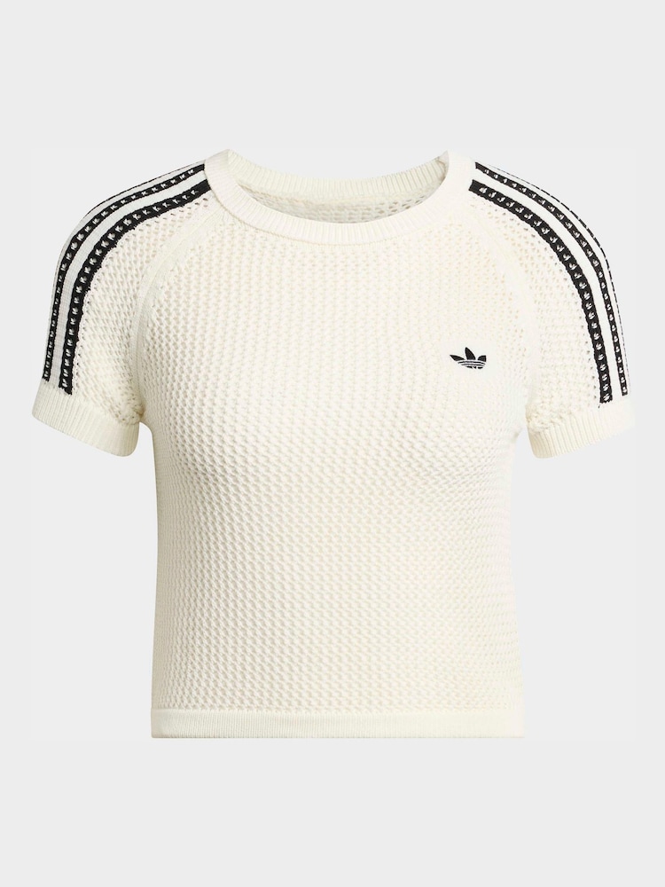 adidas Originals White Crochet Knit T-Shirt - Image 5 of 5 adidas Originals White Crochet Knit T-Shirt - Image 5 of 5