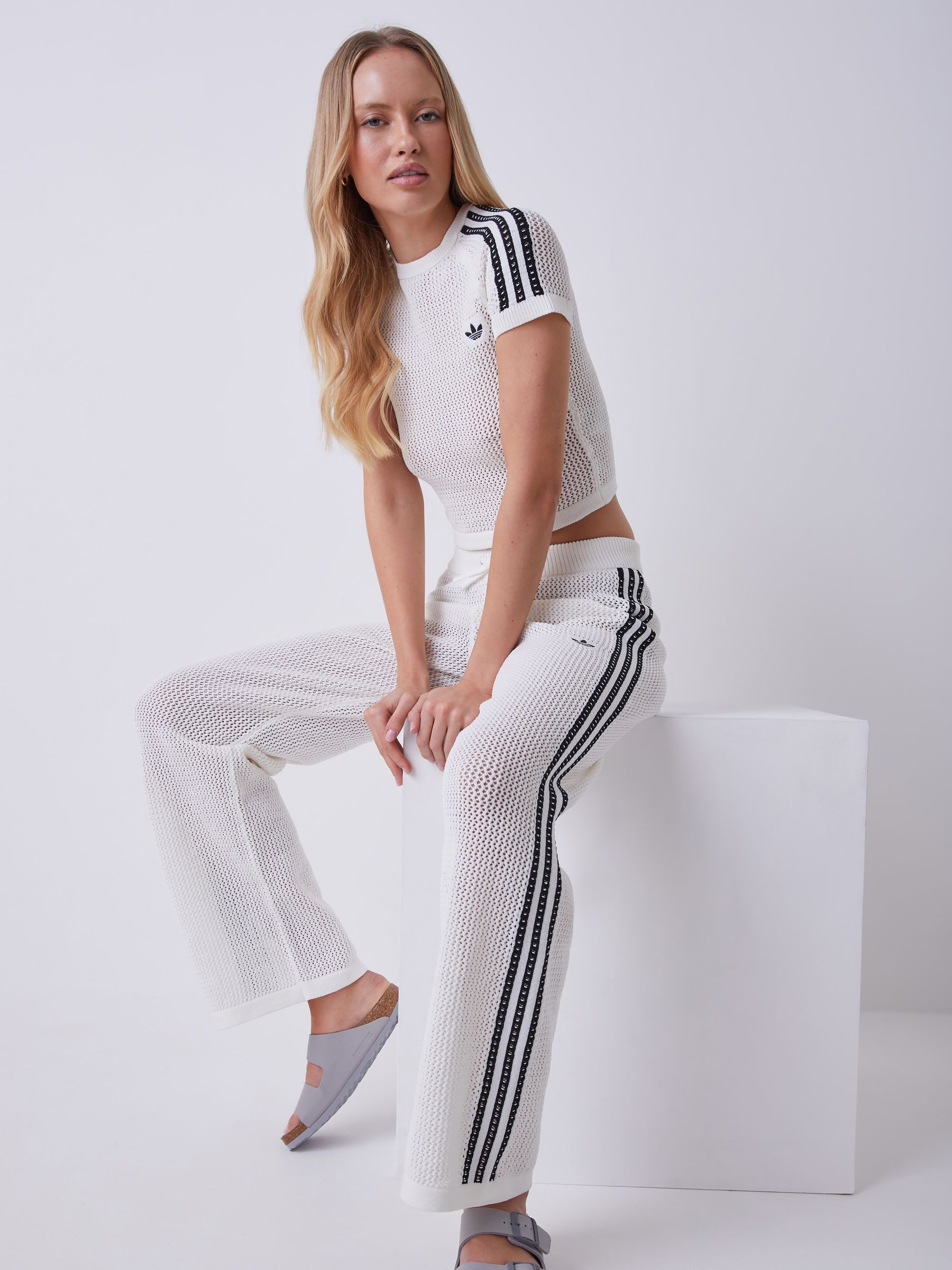 Buy adidas Originals White Crochet Knit T-Shirt from Next USA