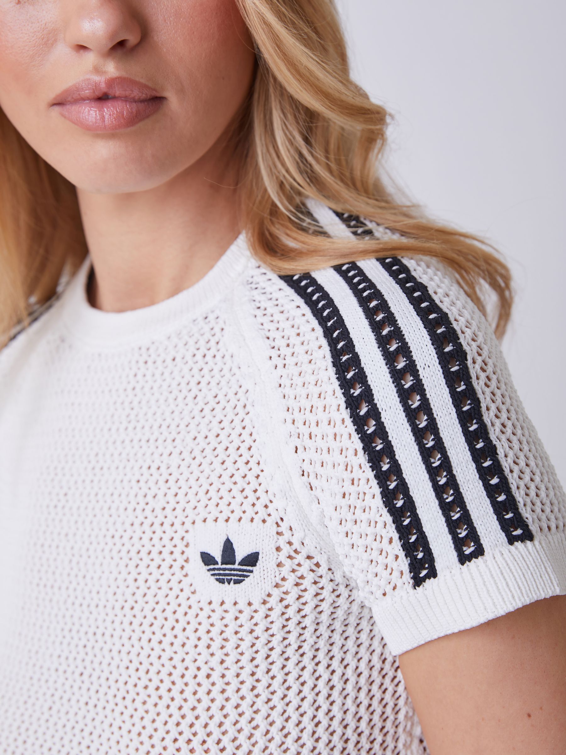Buy adidas Originals White Crochet Knit T-Shirt from Next USA
