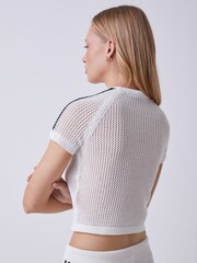 adidas Originals White Crochet Knit T-Shirt - Image 9 of 10