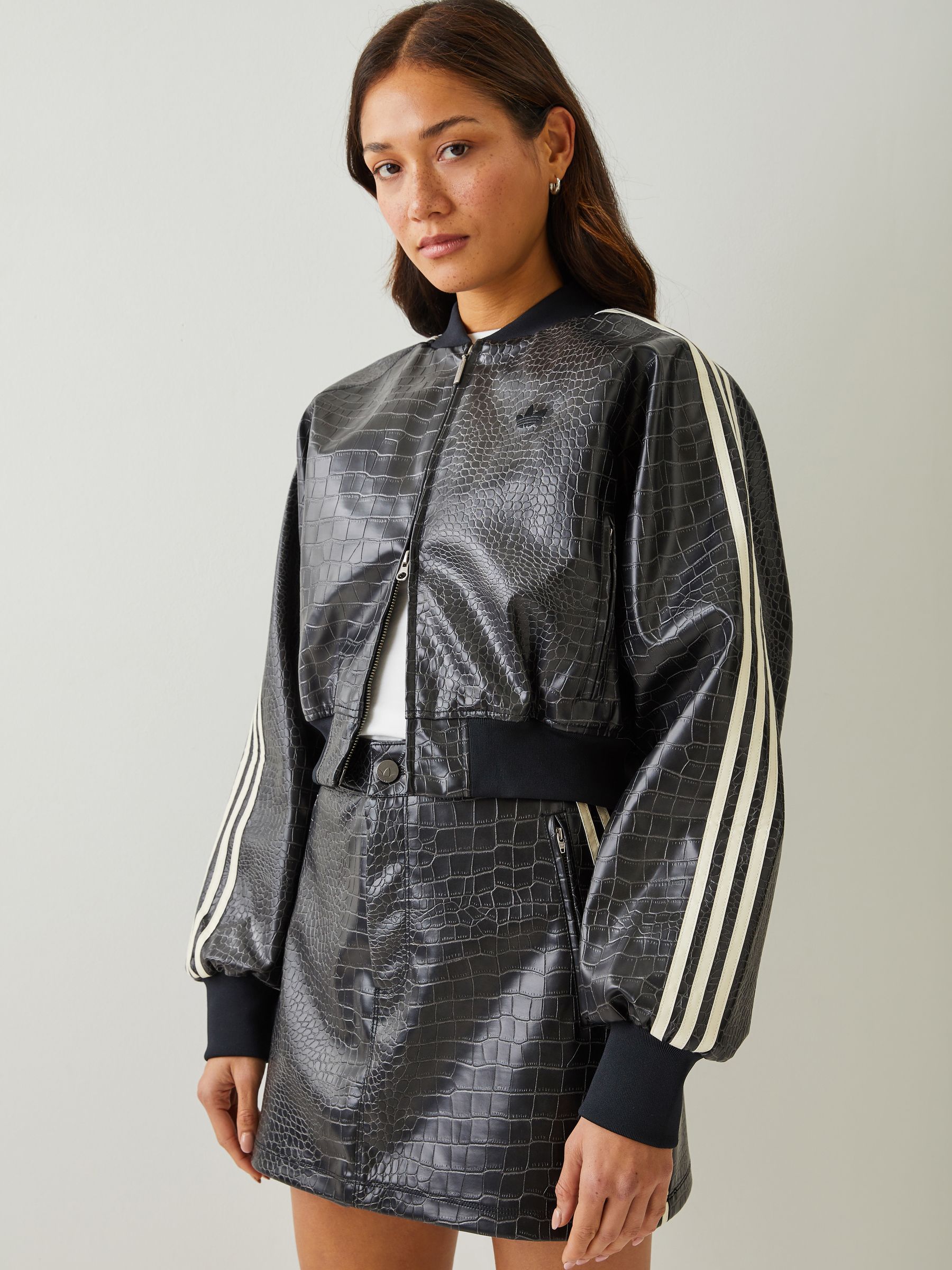 Buy adidas Originals Black Snake Faux Leather Loose Fit Jacket