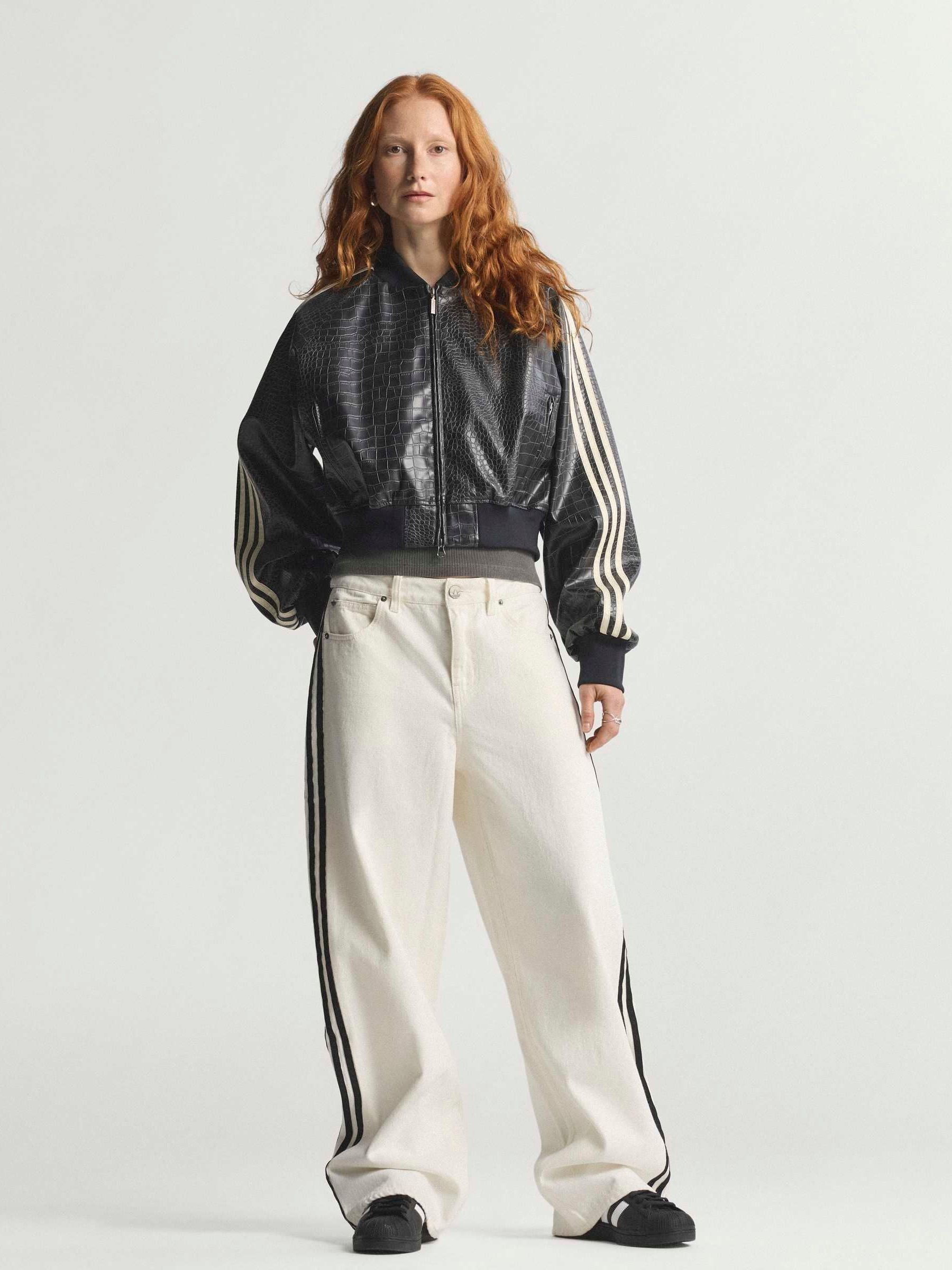 Buy adidas Originals Black Snake Faux Leather Loose Fit Jacket