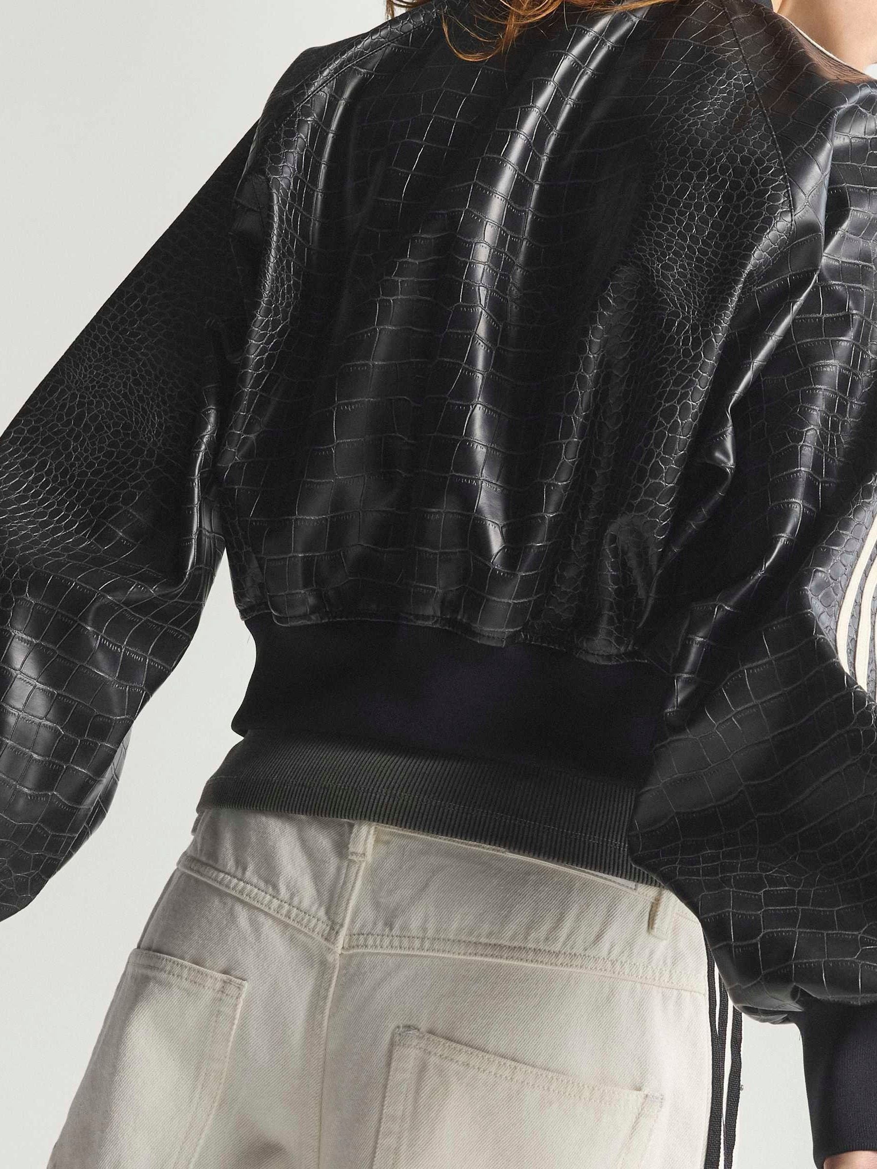 Buy adidas Originals Black Snake Faux Leather Loose Fit Jacket