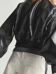 أسود - سترة فضفاضة من جلد ثعبان صناعي من adidas Originals - Image 6 of 12