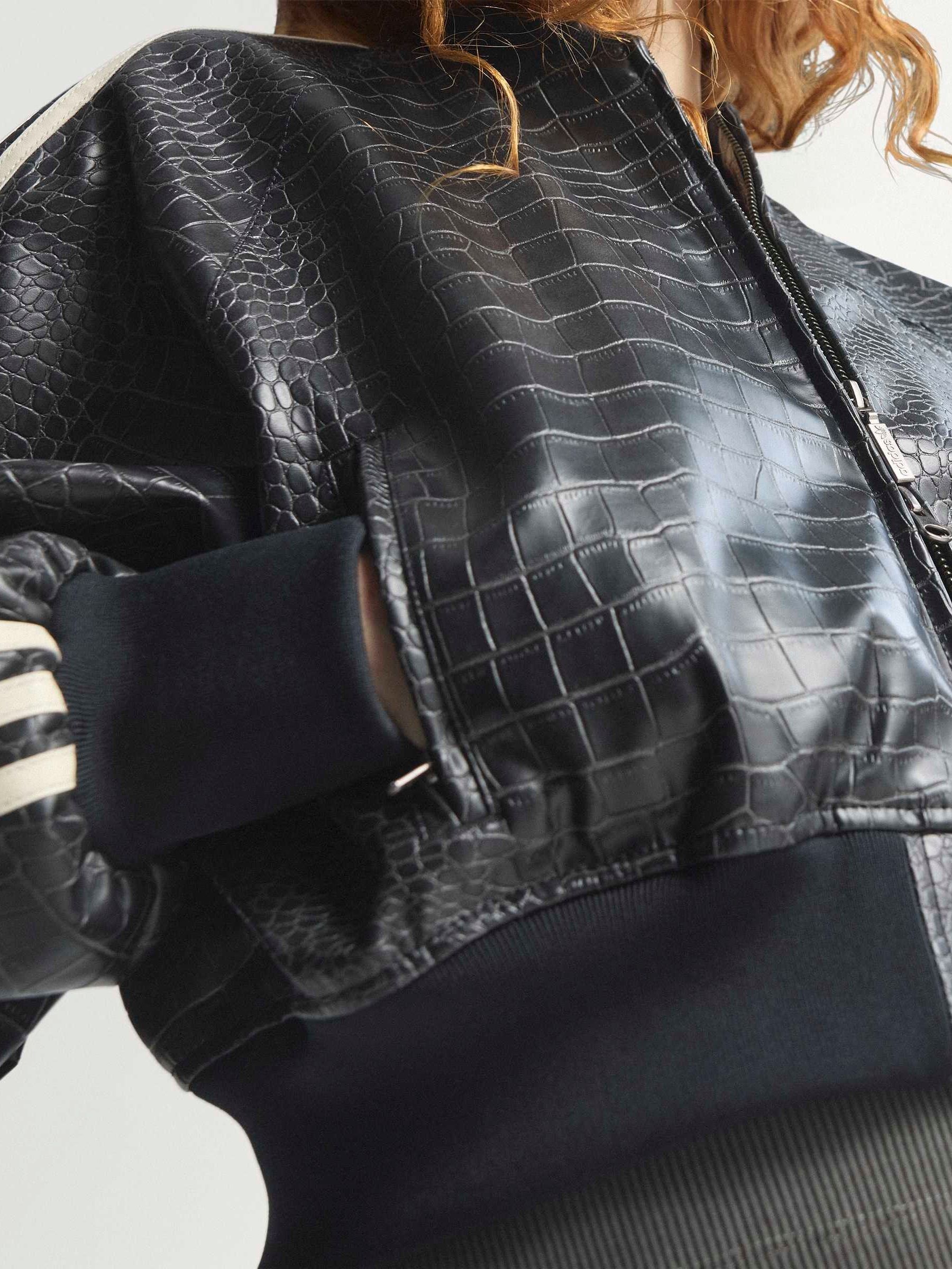 Buy adidas Originals Black Snake Faux Leather Loose Fit Jacket
