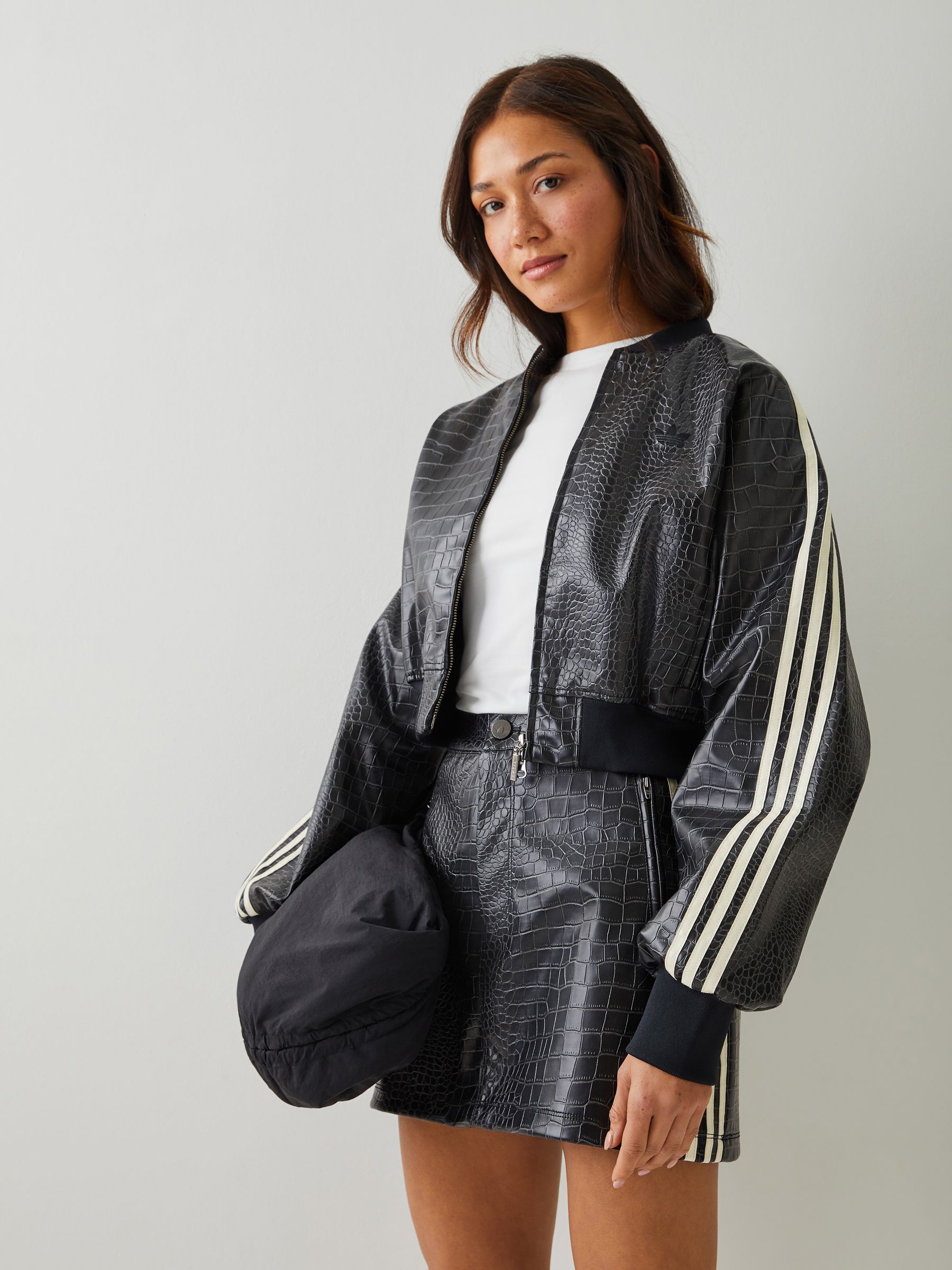 Buy adidas Originals Black Snake Faux Leather Loose Fit Jacket