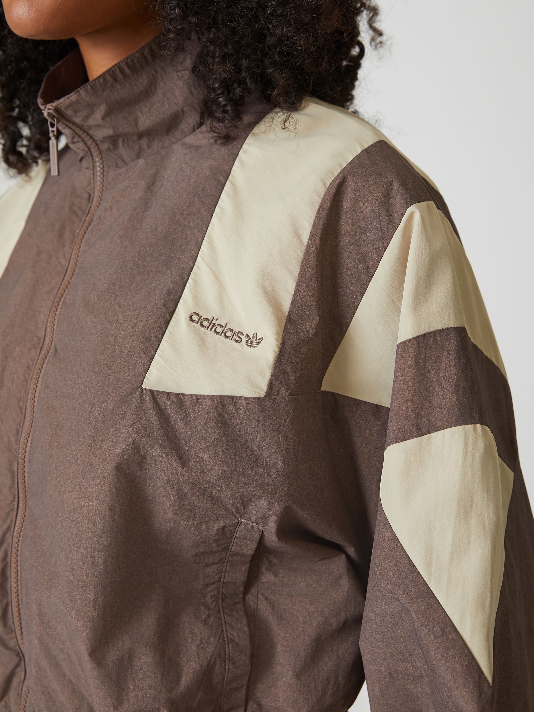 Buy adidas Originals Brown Blocked Washed Zip Track Top from the