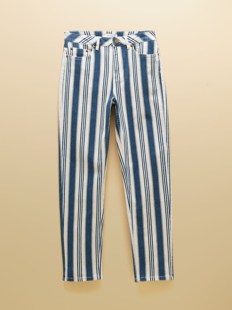 Joules Blue Striped Straight Fit Mid Rise Jeans - Image 11 of 11