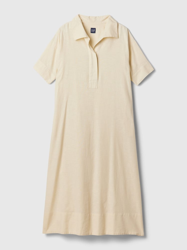 Gap Cream Linen-Cotton Short Sleeve Maxi Dress - Image 5 of 5 Gap Cream Linen-Cotton Short Sleeve Maxi Dress - Image 5 of 5