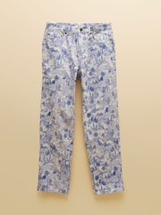 Joules Blue & White Blue Toile Print Straight Fit Slim Mid Rise Jeans - Image 7 of 7