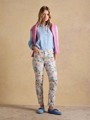 Joules White Printed Straight Fit Slim Mid Rise Jeans - Image 3 of 6